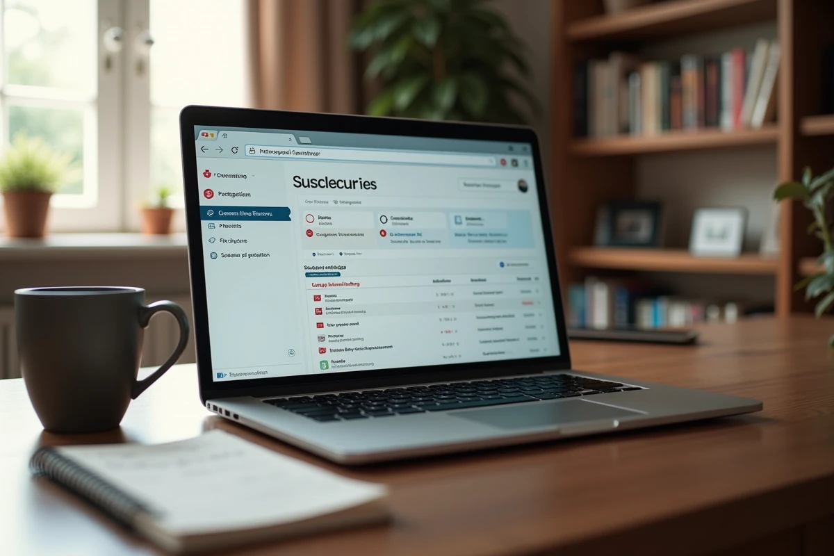 Gros plan d'un écran d'ordinateur affichant un rapport de cybersécurité avec des alertes sur des sites web suspects