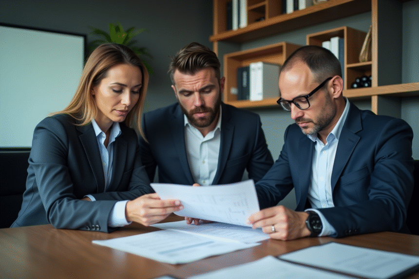 Groupe de professionnels en réunion d'audit en entreprise