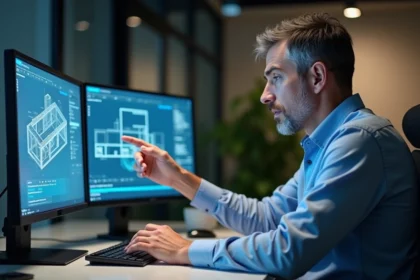 Homme d'affaires analysant un diagramme de securite architecturale