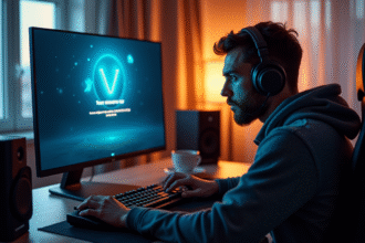 Gamer concentré devant un écran Valorant avec erreur de connexion