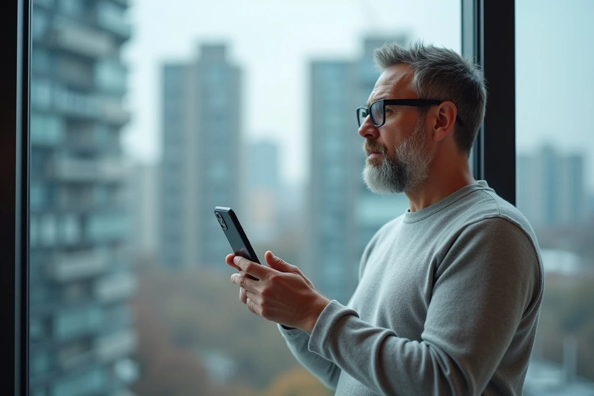 Homme consultant une application mobile Idivov mise à jour en 2026, évolution des fonctionnalités pour les utilisateurs